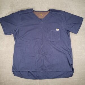 Carhartt Ripstop Work Shirt‎ Scrubs V-Neck Short Sleeve Blue Mens Size L